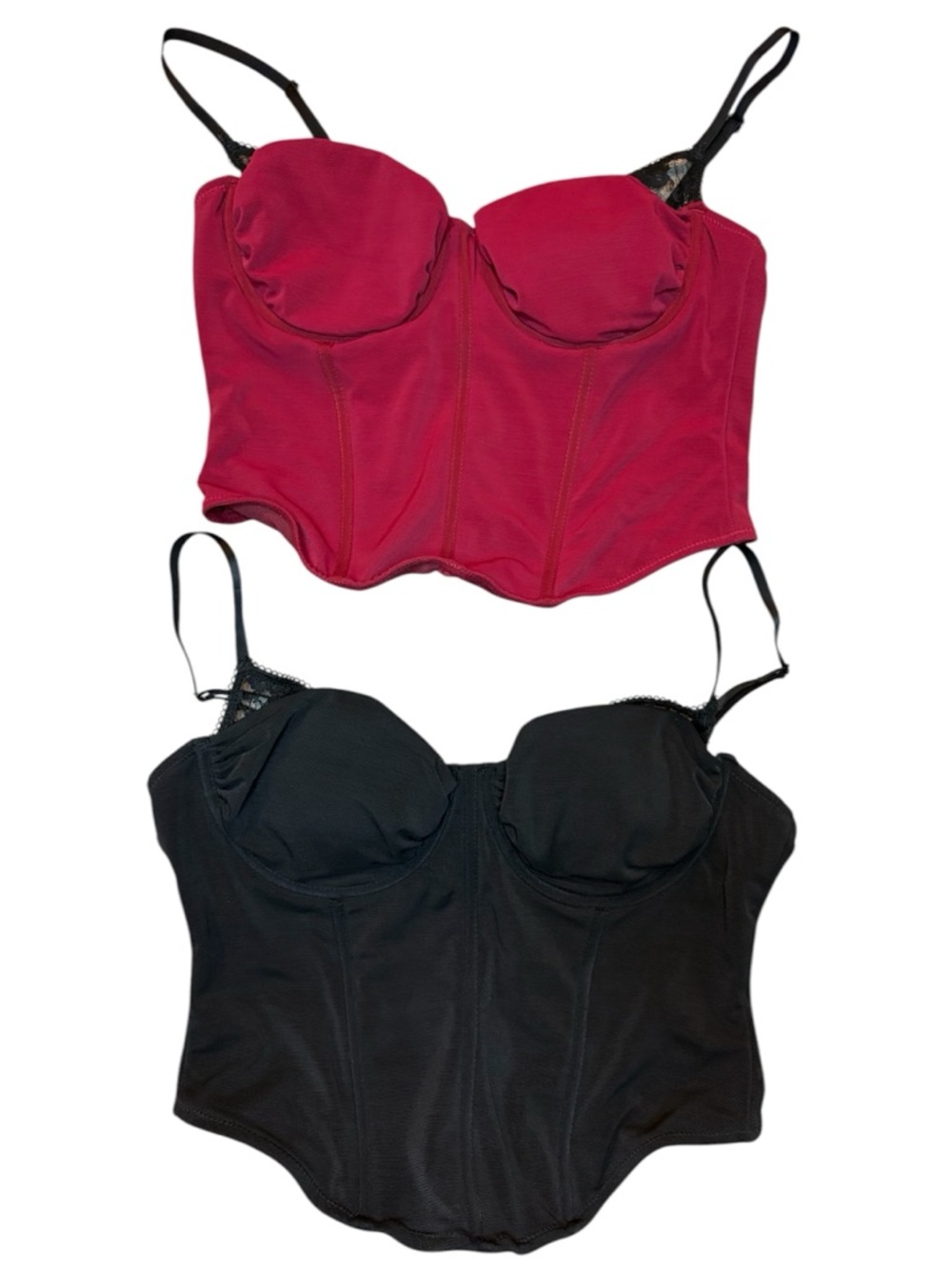 Set of 2 Garage corset tops black red medium